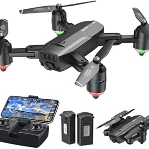Foldble Drone with Camera for Adults – Dragon Touch DF01 Drone for kids 1080P HD FPV Live Video with 2 Batteries and Carrying Case, Gravity Sensor, Gesture Control, Altitude Hold, Headless Mode